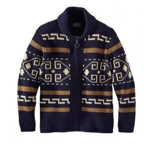 Pendleton Original Westerley Mens Sweater Medium Blue Lambs Wool Full Zip Aztec